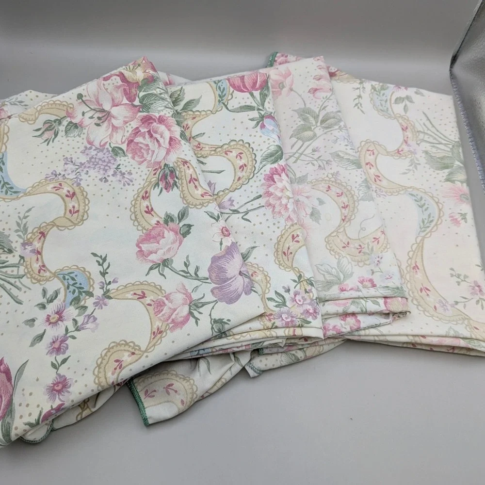 Vintage 1988 Martha Stewart Floral Cottage Ruffle Standard Pillowcase Set of 4